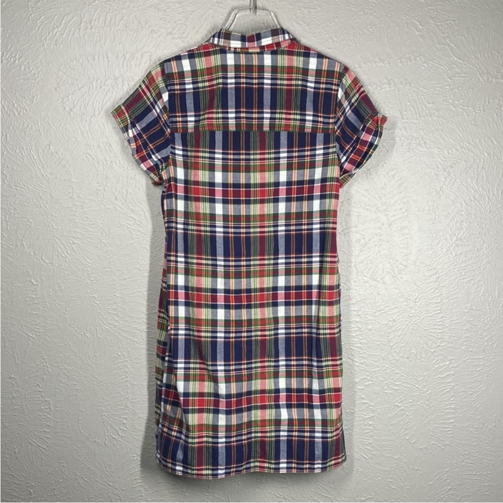 J. Crew Red White Blue Green Plaid Short Sleeve Dress Women's Size Small - Picture 7 of 7